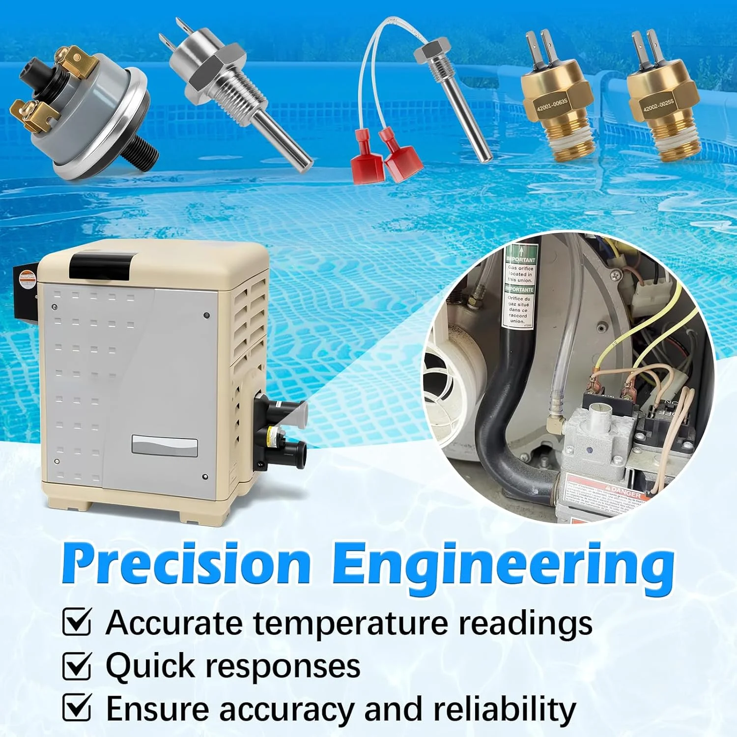 کیت تعمیر بخاری استخر شامل سنسور دودکش