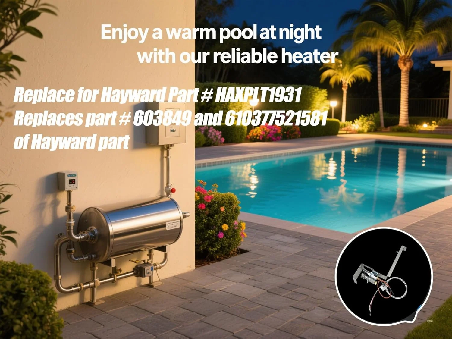 مجموعه مشعل پیلوت گاز طبیعی MENSI جایگزین مدل HAXPLT1931 برای بخاری استخر سری Hayward H مدل Ed1، H1501C، همراه با لوله پیلوت و اتصالات فشاری