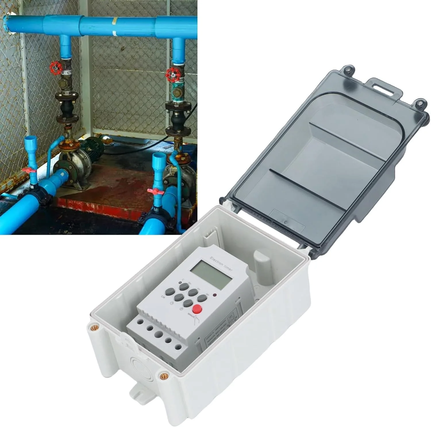 تایمر پمپ استخر سنگین Marhynchus، جعبه زمان دیجیتال قابل برنامه ریزی با 28 سوئیچ روشن/خاموش، ضد باران IP67 برای پمپ های استخر، بخاری، فیلترها و چراغ ها