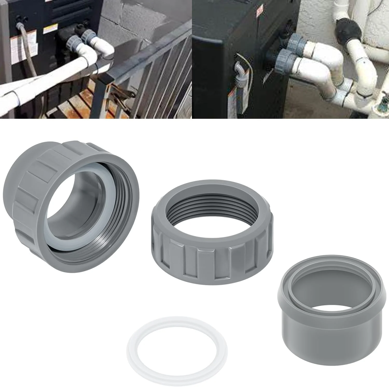 جایگزین برای کیت فلنج و مهره اتصال دهنده PVC 2 اینچی 006723F مناسب برای قطعات بخاری استخر Raypak مدل های R185A R265A R335A R405A