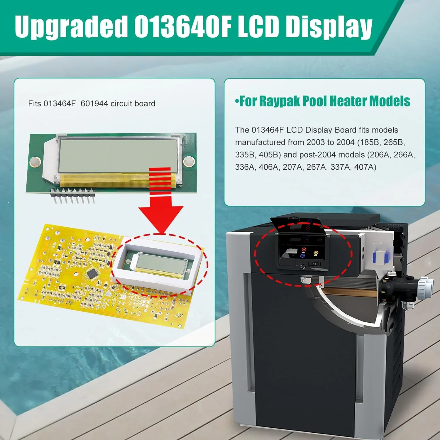 قطعات بخاری استخر 013640F برای مدل های بخاری گازی دیجیتال Raypak مدل 185B، 265B، 335B، 405B، 206A، 266A، 336A، 406A، 207A، 267A، 337A و 407A