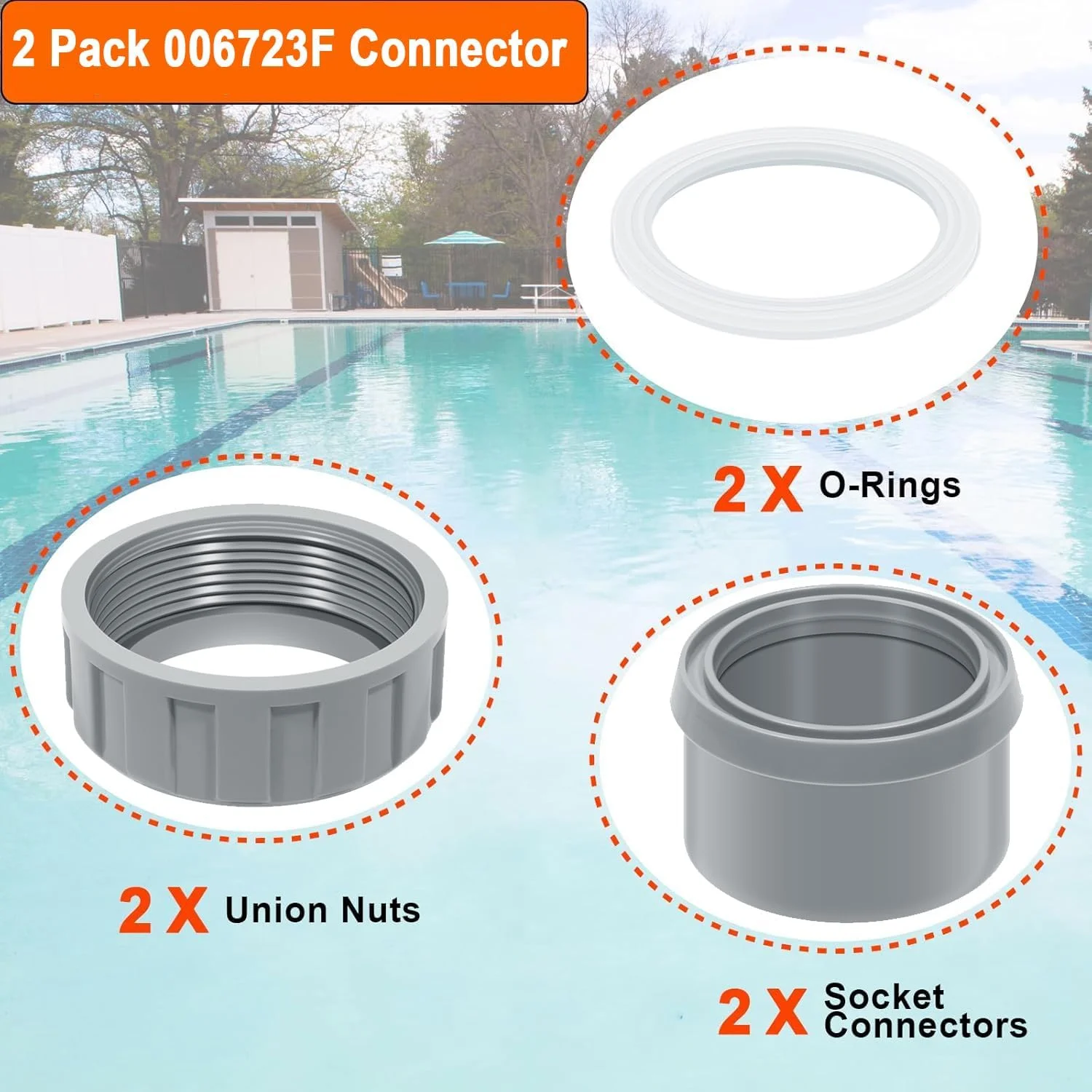 جایگزین برای کیت فلنج و مهره اتصال دهنده PVC 2 اینچی 006723F مناسب برای قطعات بخاری استخر Raypak مدل های R185A R265A R335A R405A