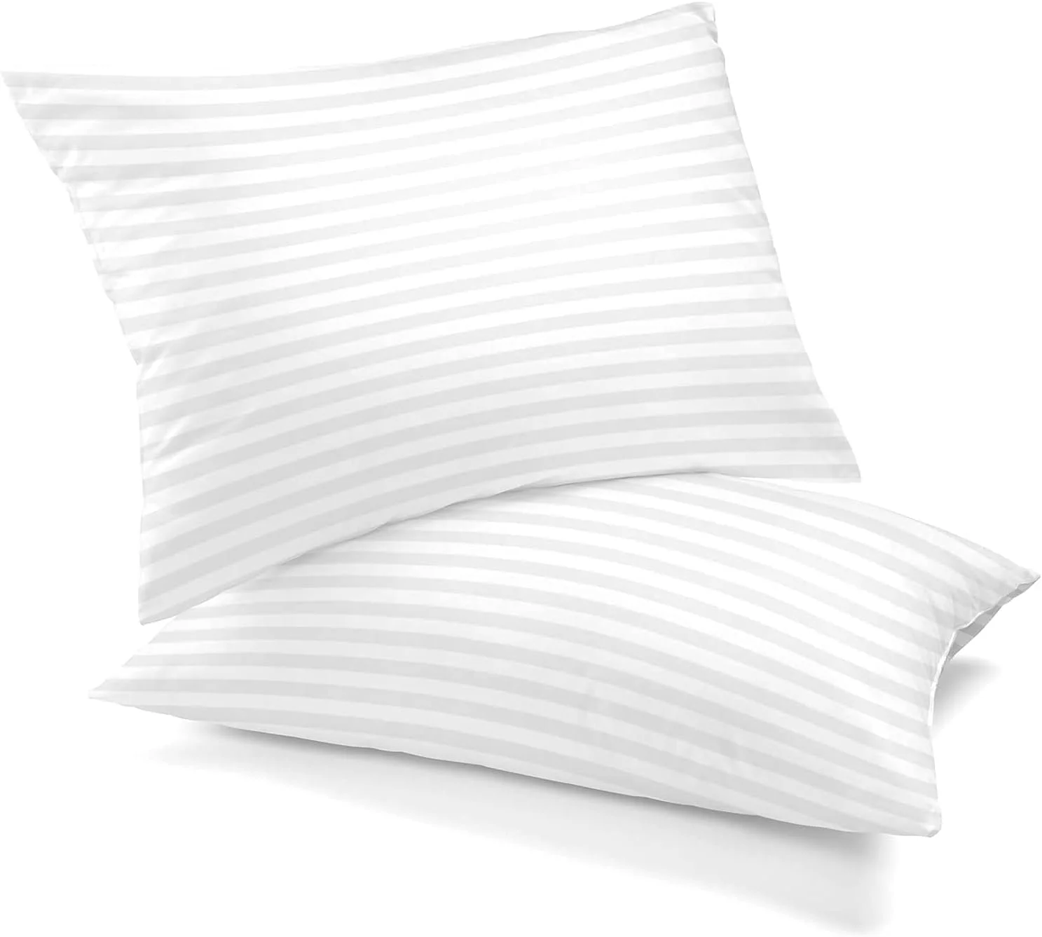 بالش تخت خواب بلوبری - پنبه هتلی - راه راه سفید - بالش 2 تکه