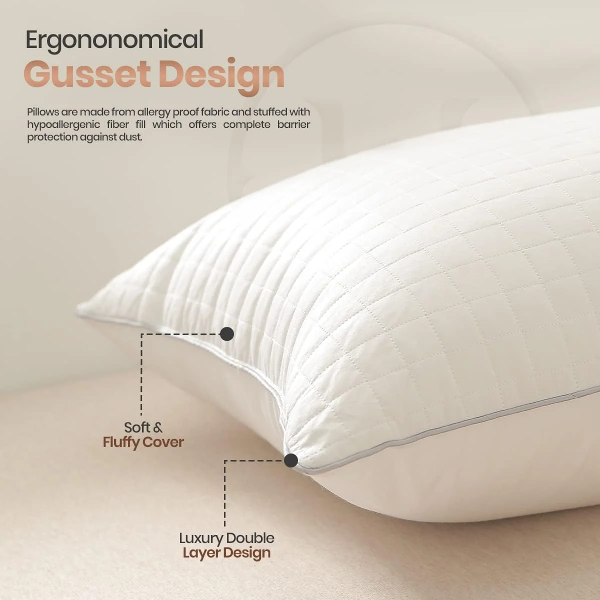بالش های بلند پنبه ای لحافی شنیل مناسب منزل 50x92 سانتی متر برای خواب - ست 2 عددی، جایگزین پر، کیفیت هتلی، نرم و پشتیبان، سایز بزرگ