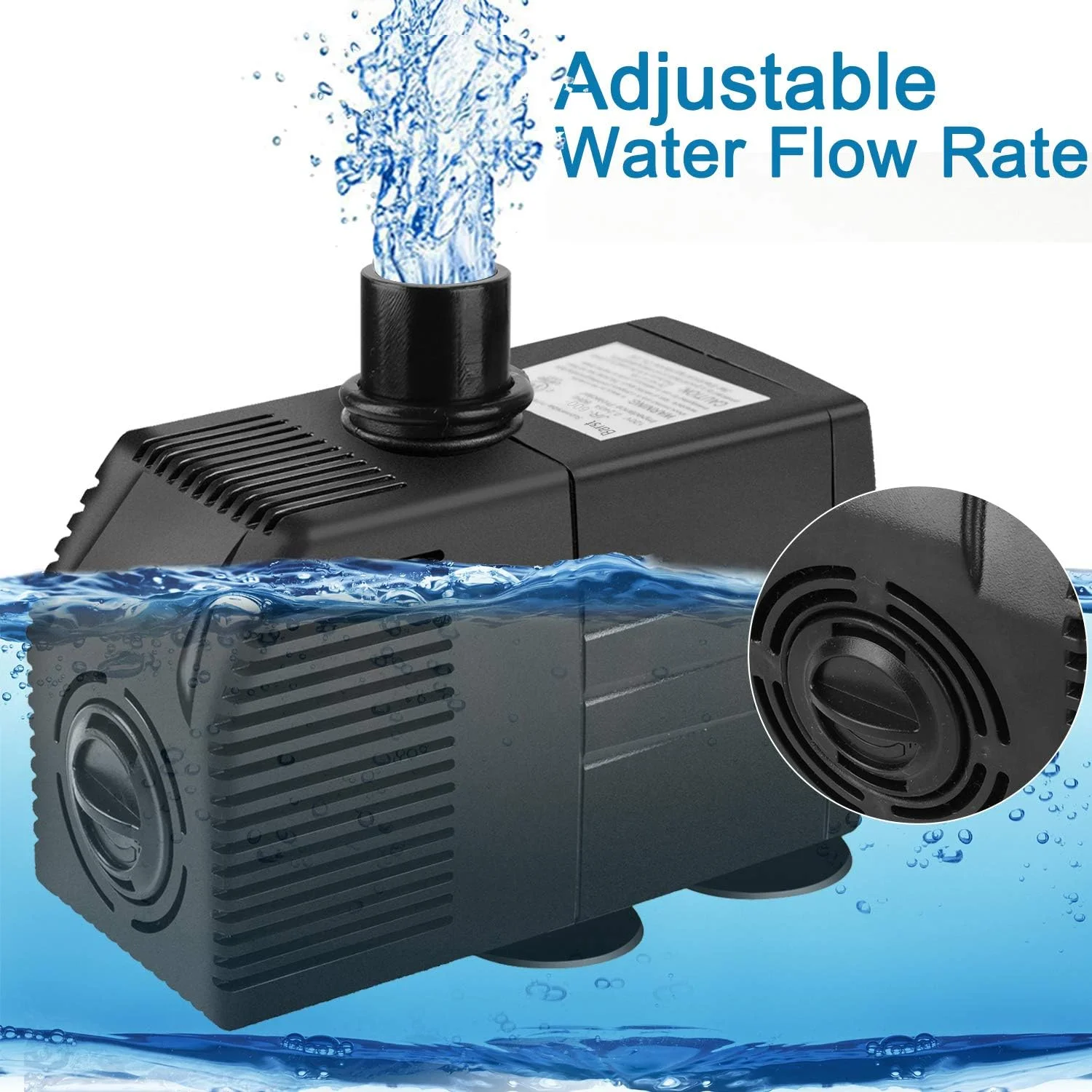 پمپ آب غوطه ور BARST با فیلتر (12 وات، 1.8 متر)، پمپ آب فوق العاده بی صدا برای فواره ها، استخر، آکواریوم، حوض، هیدروپونیک، مجسمه با 4 مکنده قوی، 3 نازل