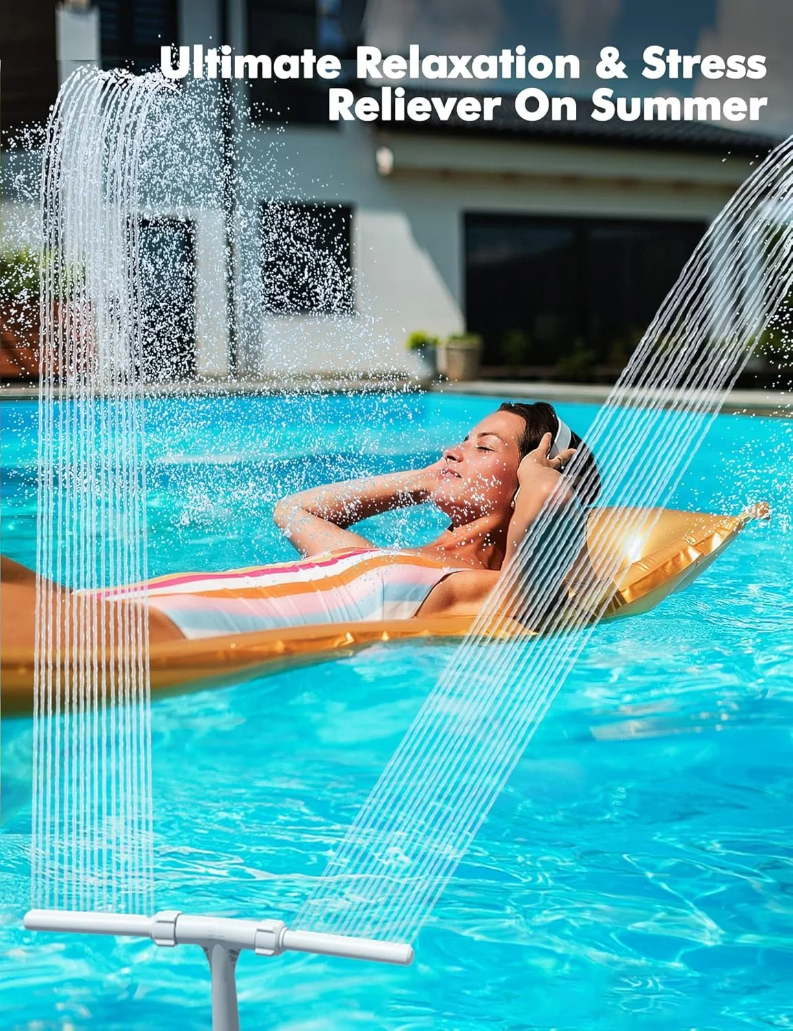 آبنمای استخر MAKINGTEC، فواره های آب دوگانه برای استخرهای روکار/توکار، فواره آبپاش آبشار قابل تنظیم 2 در 1 برای خنک کردن و آرامش، لوازم جانبی اسپا استخر شنا