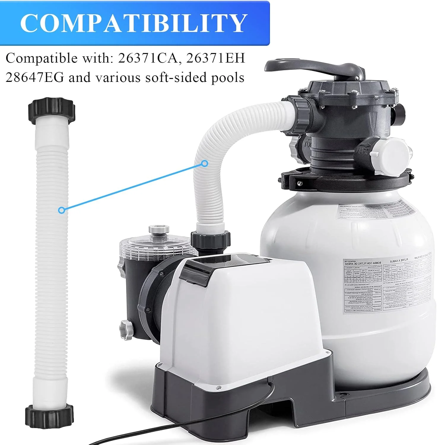 شیلنگ پمپ فیلتر استخر شنی Dimakung 16 اینچی سفید برای شیلنگ های اتصال و سیستم های آب شور شیلنگ پمپ فیلتر استخر شنی Dimakung 16 اینچی سفید برای شیلنگ های اتصال و سیستم های آب شور