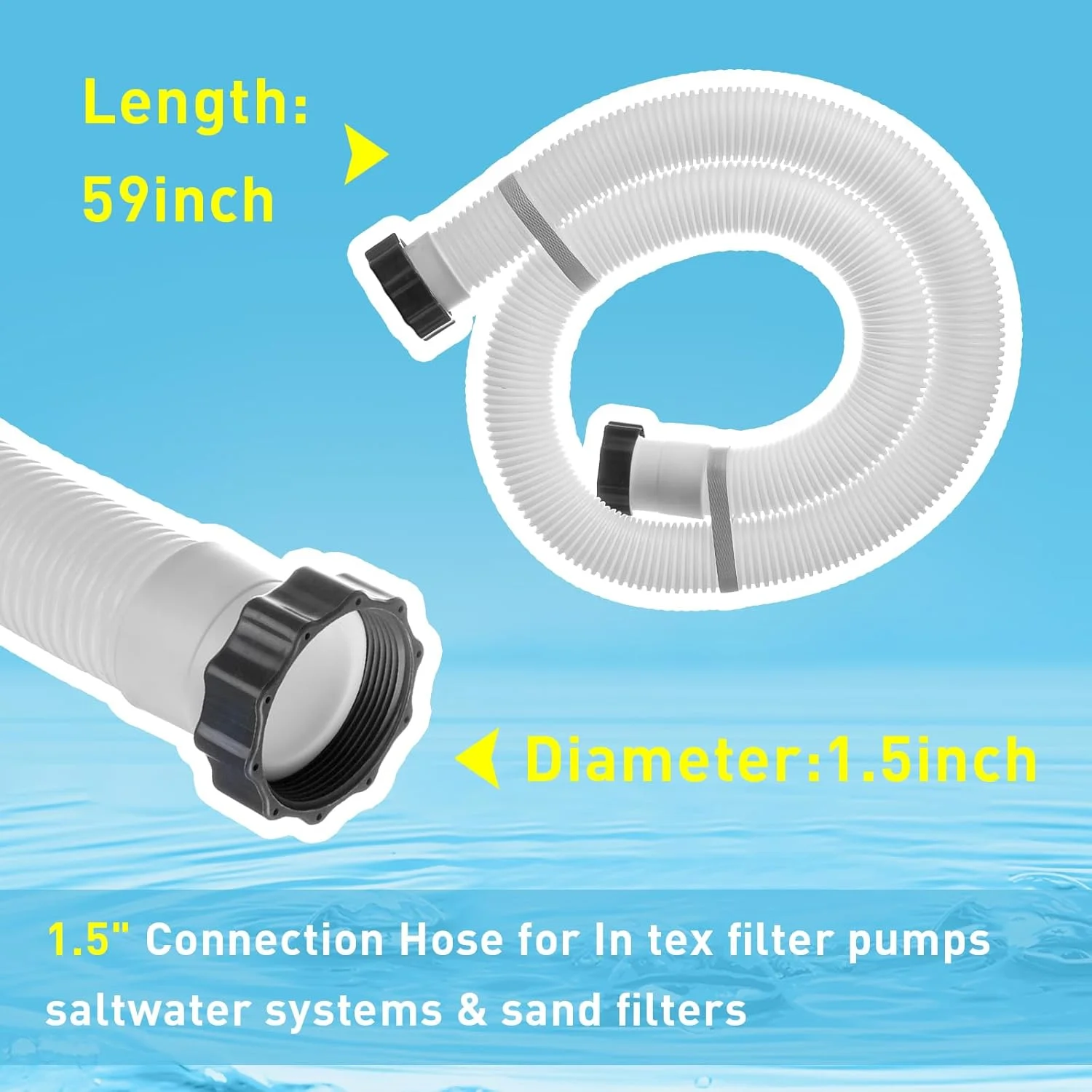 شیلنگ جایگزین پمپ استخر PROSOCOOL با قطر 1.5 اینچ مدل 29060E برای پمپ های فیلتر Intex، پمپ شنی و سیستم های آب شور، طول 59 اینچ