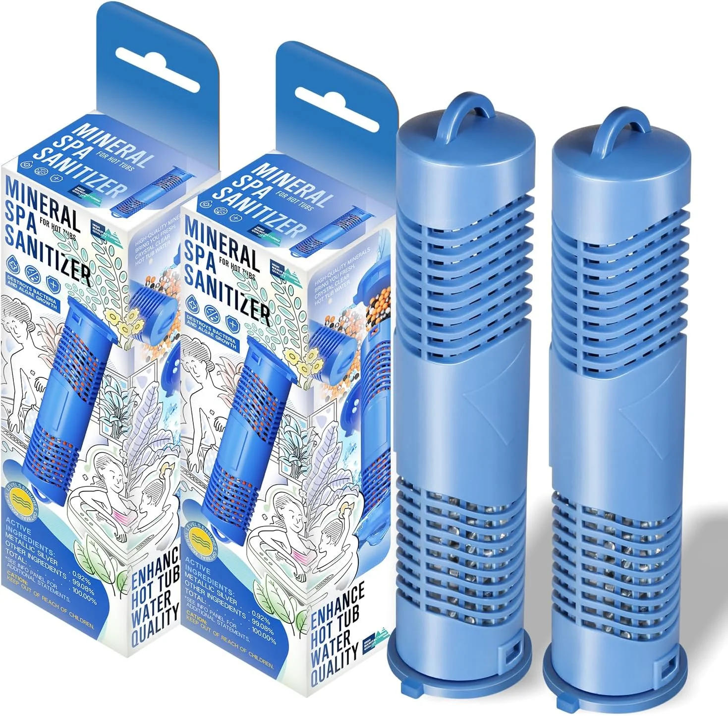 هاییتومورو 2 عددی 2890-185 استیک معدنی اسپا و وان آب گرم، قطعات جایگزین کارتریج معدنی استخر مناسب برای سیستم وان آب گرم Jacuzzi Pro Clear، برای کارتریج فیلتر فشاری J-500/J-400/J-300/J-LX