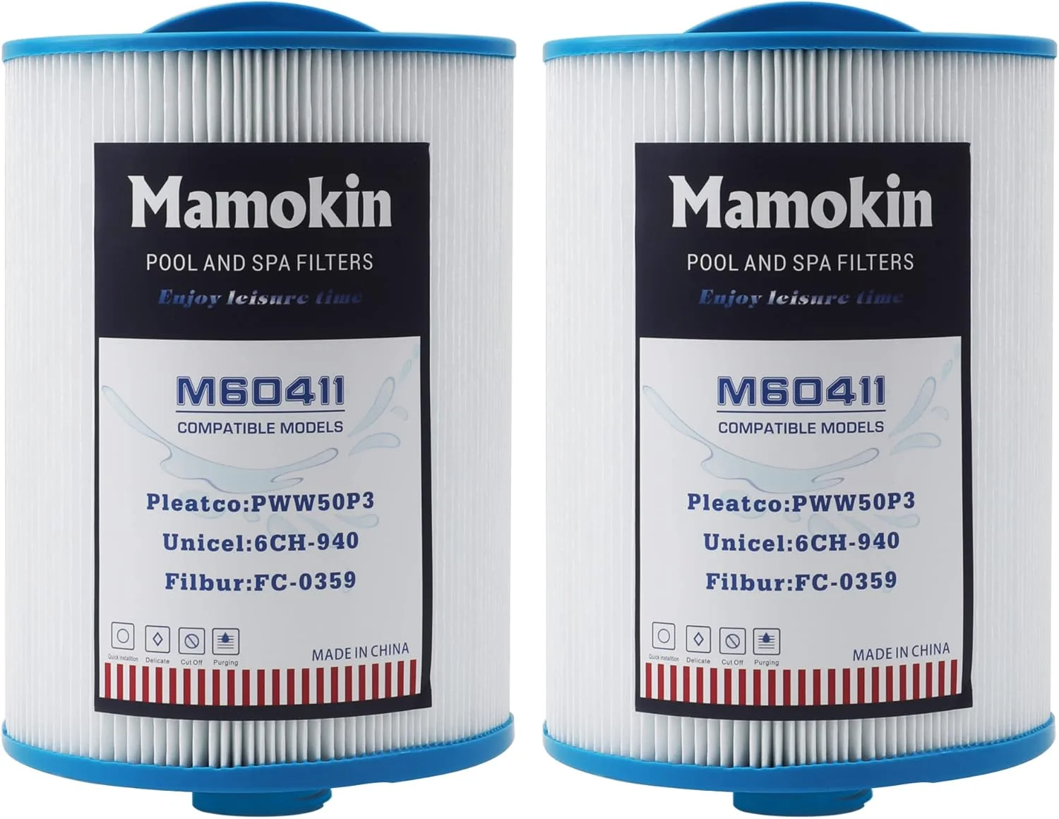 فیلتر جایگزین اسپا NP Mamokin 6CH-940 برای Unicel 6CH-940، Filbur FC-0359، PWW50P3 (نه PWW50P4)، Waterway Vita Aber، فیلتر وان آب گرم Viking، بسته 2 عددی