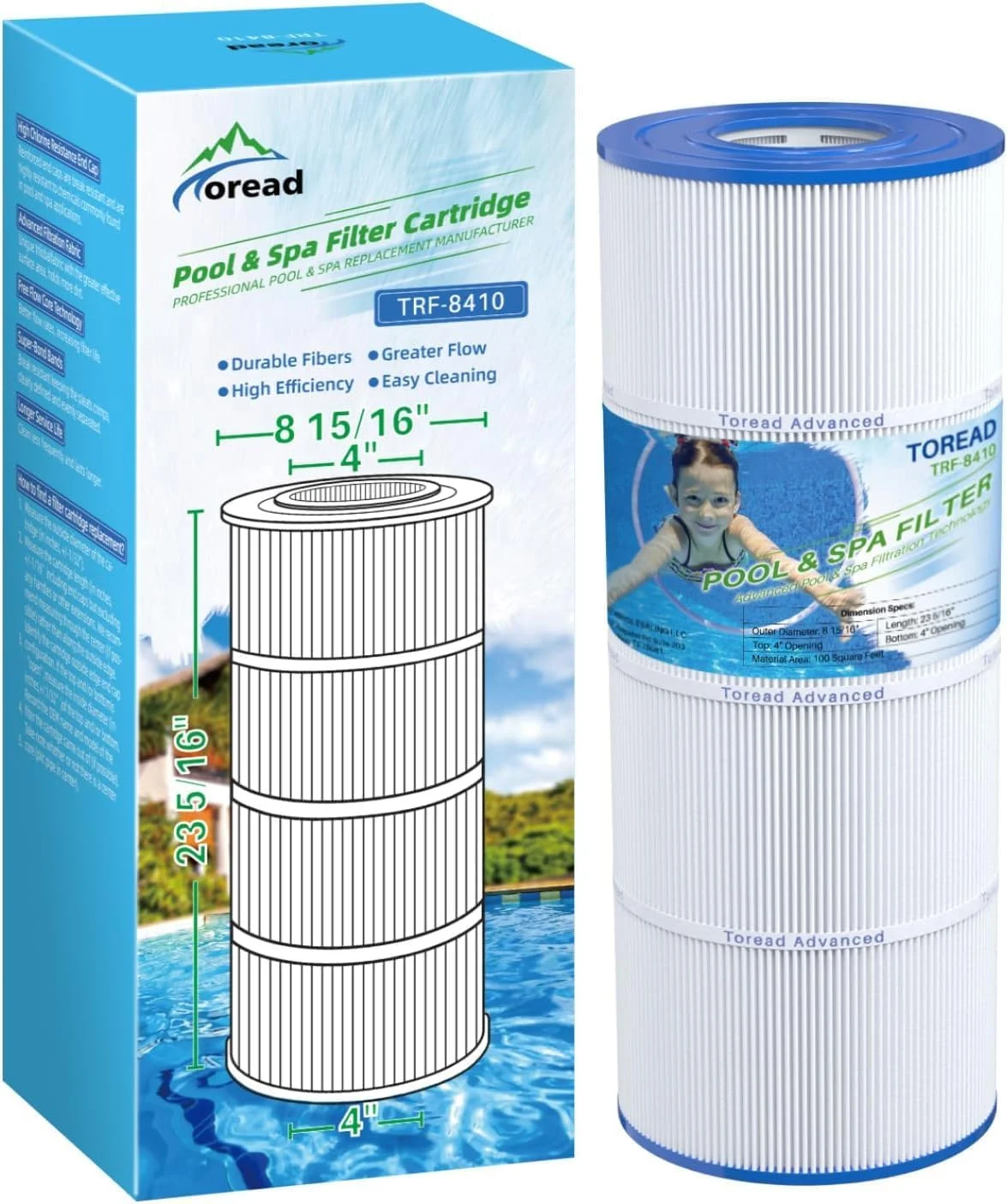 فیلتر استخر TOREAD جایگزین Jandy CS100, R0462200, PJANCS100, Ultral-B2, Porpoise PP-B2, Unicel C-8410, Filbur FC-0821، تک عددی