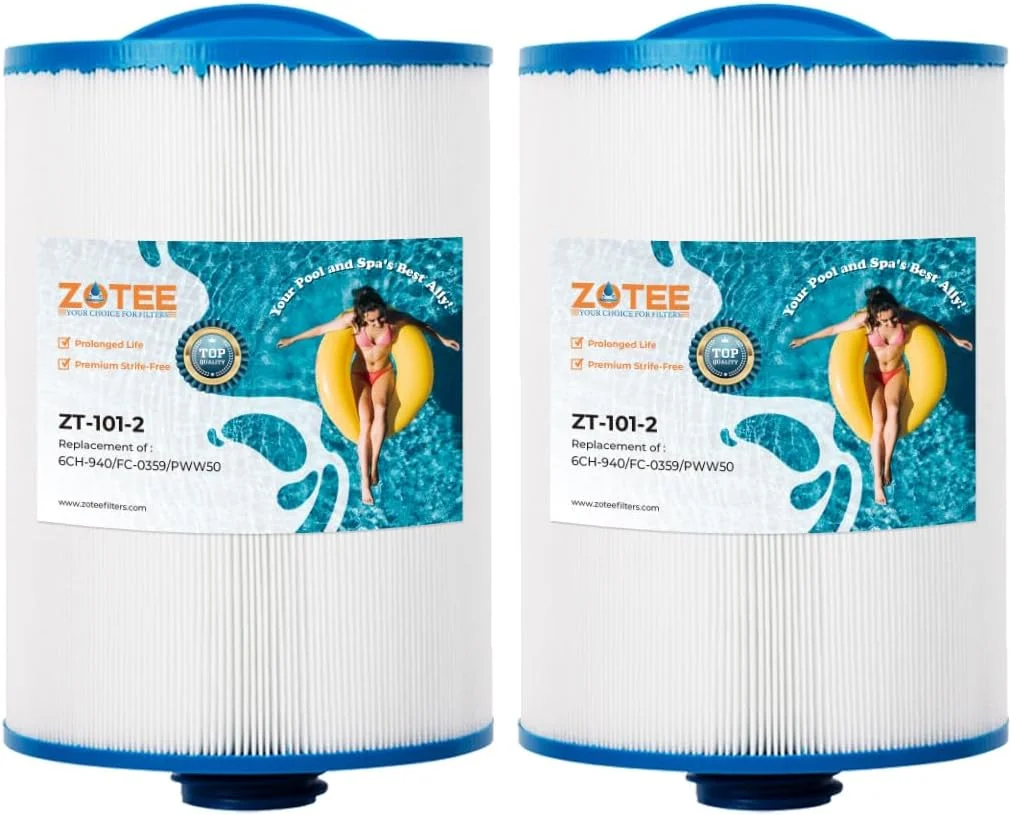 فیلتر کارتریجی استخر و اسپا ZOTEE جایگزین Unicel 6CH-940, POOLPURE PLF6CH-940, Tierl PAS-1617, Filbur FC-0359, Pleatco PWW50P3, Guardian 6H8-225, Darlly 60401, Waterway 817-0050، بسته 2 عددی