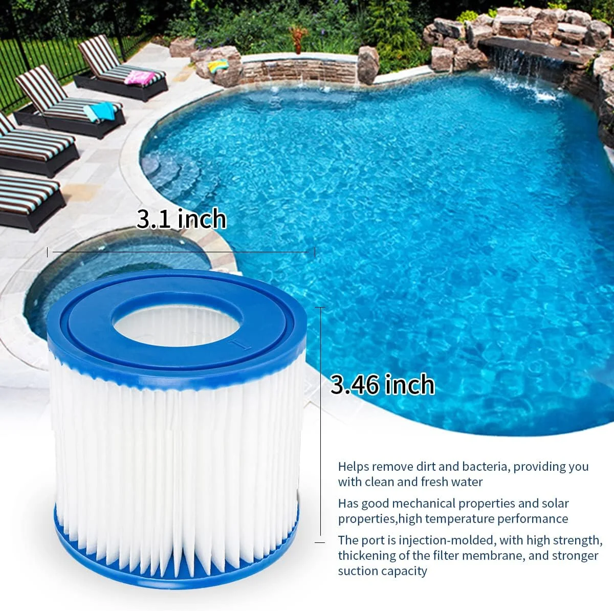 فیلتر کارتریجی استخر YanBan سازگار با پمپ فیلتر Best-Way 58381، بسته 4 عددی فیلتر جایگزین سازگار با Flowclear فیلتر کارتریجی استخر YanBan سازگار با پمپ فیلتر Best-Way 58381، بسته 4 عددی فیلتر جایگزین سازگار با Flowclear