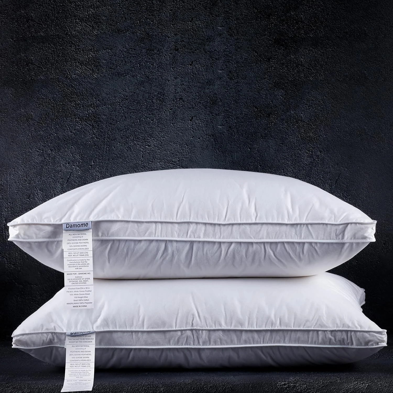 بالش‌های نرم برای خواب (دو عددی)، کینگ (50 در 90 سانتی‌متر) - پر شده با پر غاز سفید، روکش 100% پنبه، 233 نخ، سبک وزن، بالش‌های خواب پف‌دار برای همه حالت‌های خواب