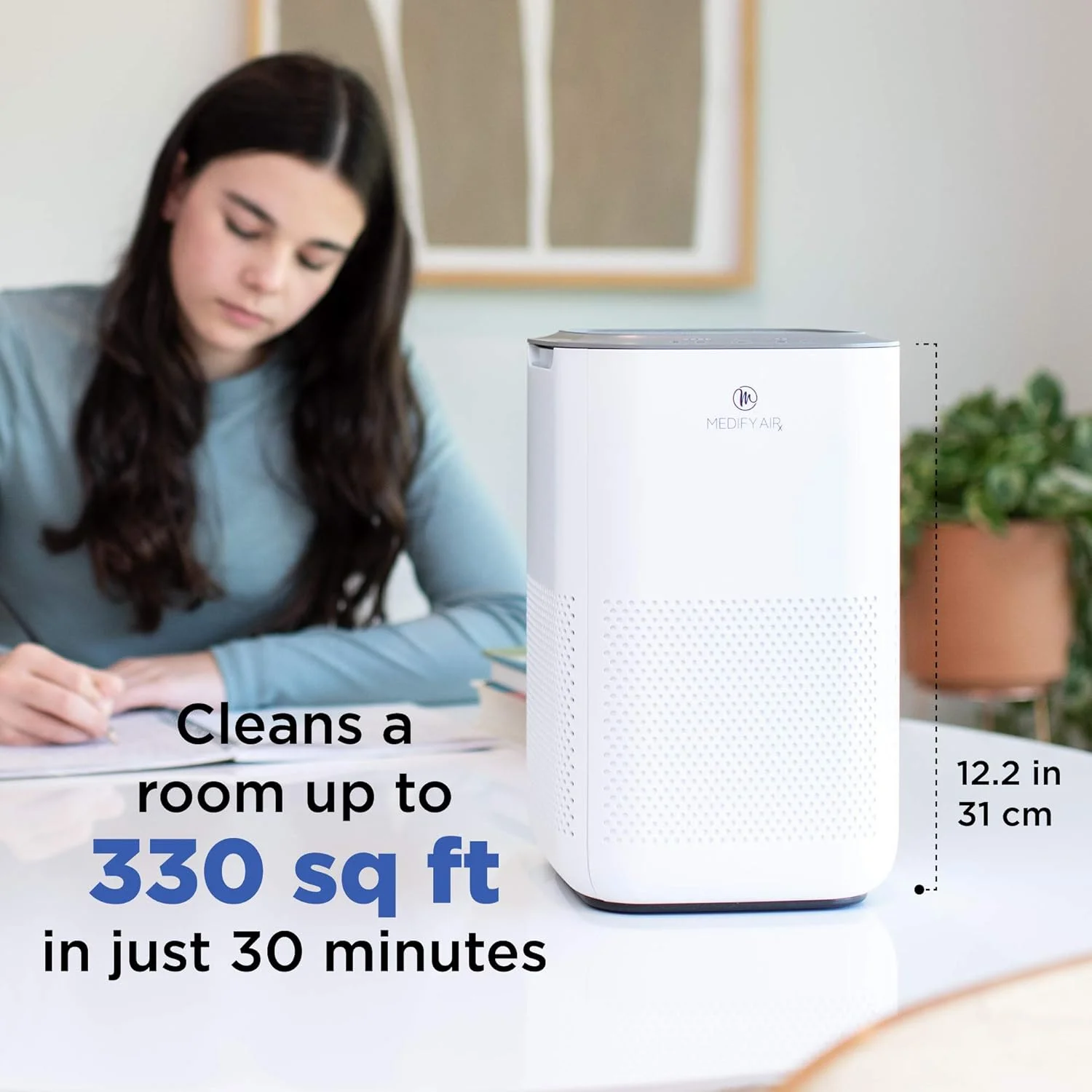 دستگاه تصفیه هوا Medify MA-15 با فیلتر HEPA H13 | پوشش 30 متر مربع | مناسب برای آلرژی، دود، گرد و غبار، بو، گرده، شوره حیوانات خانگی | حذف 99.9% ذرات تا 0.1 میکرون | سفید، تک عددی - تصویر 2