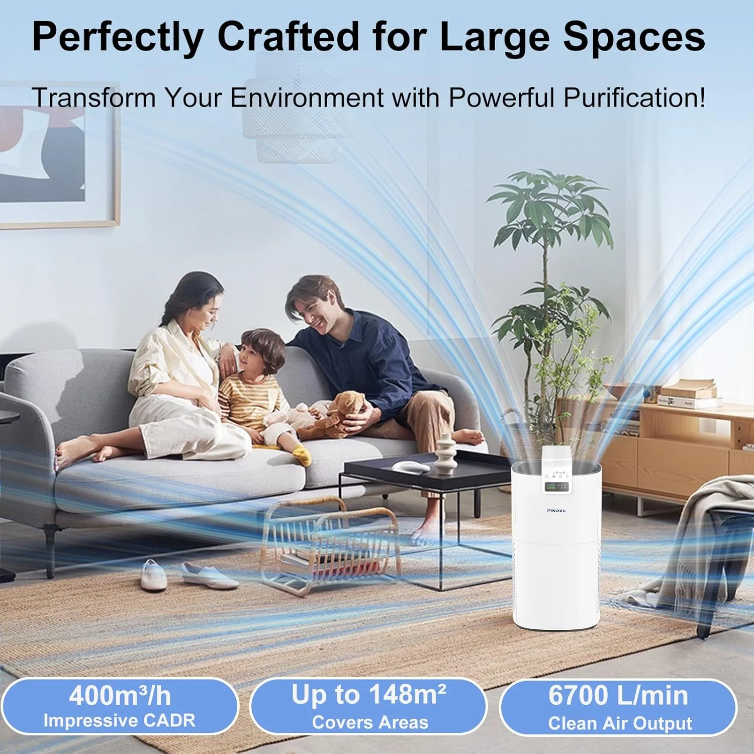 دستگاه تصفیه هوا هوشمند PINREK 9933S مناسب برای اتاق های بزرگ، CADR 400m³/h، کنترل از طریق اپلیکیشن WiFi، فیلتر HEPA H13 برای گرد و غبار، دود، گرده، دستگاه تصفیه هوای بی صدا 24dB با رایحه درمانی و سنسور PM2.5 دستگاه تصفیه هوا هوشمند PINREK 9933S مناسب برای اتاق های بزرگ، CADR 400m³/h، کنترل از طریق اپلیکیشن WiFi، فیلتر HEPA H13 برای گرد و غبار، دود، گرده، دستگاه تصفیه هوای بی صدا 24dB با رایحه درمانی و سنسور PM2.5