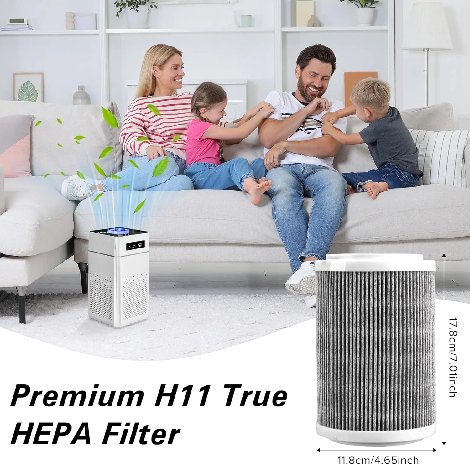 فیلتر جایگزین دستگاه تصفیه هوا Necomi، فیلتر تصفیه هوای HEPA واقعی با تصفیه 4 مرحله ای با راندمان بالا، فیلتر جایگزین دستگاه تصفیه هوا با کربن فعال، 1 عدد