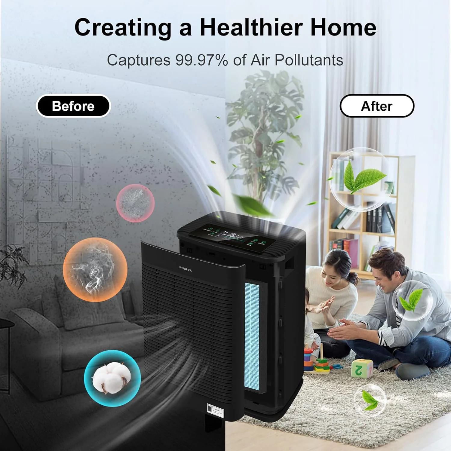 دستگاه تصفیه هوا پینرک مناسب خانه، اتاق بزرگ و دفتر کار، تا 120 متر مربع، دارای فیلتر هوای هوشمند PM2.5، حالت خواب، تایمر، حذف 99.97% گرده، آلرژی، گرد و غبار و موی حیوانات خانگی دستگاه تصفیه هوا پینرک مناسب خانه، اتاق بزرگ و دفتر کار، تا 120 متر مربع، دارای فیلتر هوای هوشمند PM2.5، حالت خواب، تایمر، حذف 99.97% گرده، آلرژی، گرد و غبار و موی حیوانات خانگی