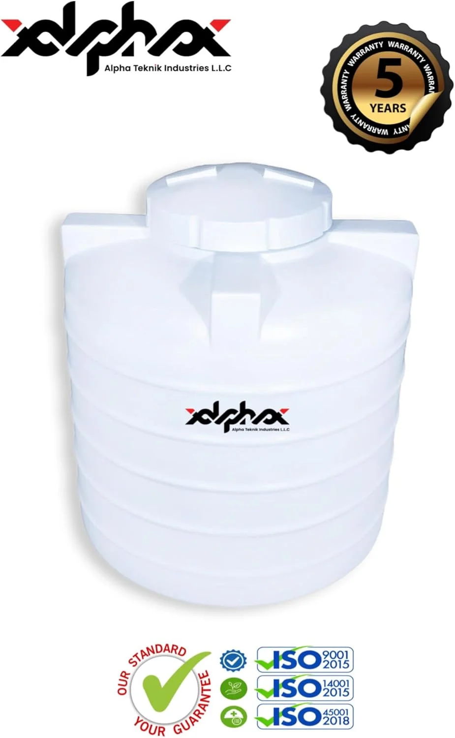 مخزن آب پلی اتیلن عمودی آلفا تکنیک، ۱۱۴۰ لیتری (۳۰۰ گالن)، سه لایه، ساخت امارات