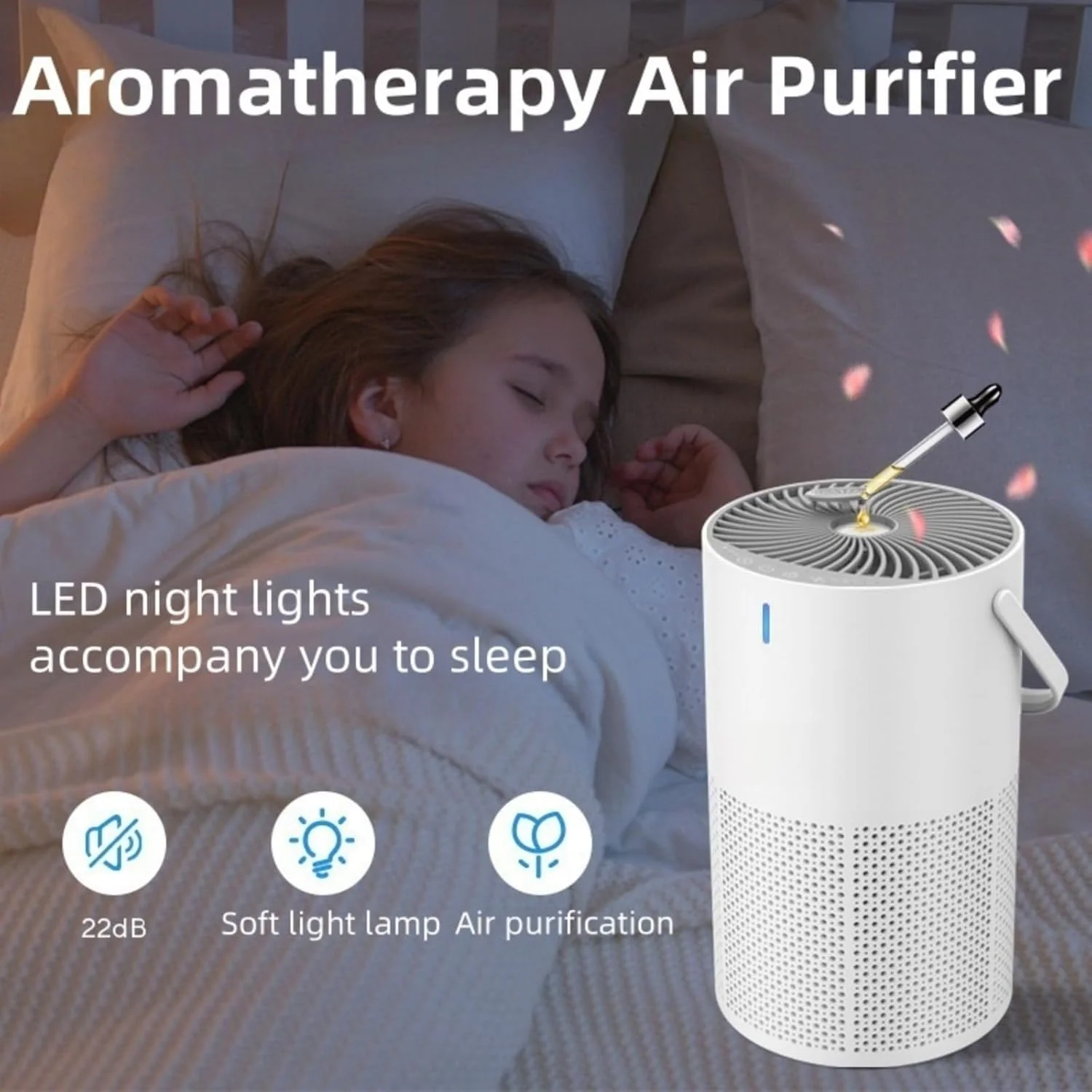 دستگاه تصفیه هوا ییپوار برای اتاق خواب، تصفیه کننده هوا با فیلتر HEPA و عملکرد رایحه با اسفنج معطر، تایمر و پوشش فیلتر قابل شستشو، دستگاه تصفیه هوای بی صدا 25DB برای حیوانات خانگی