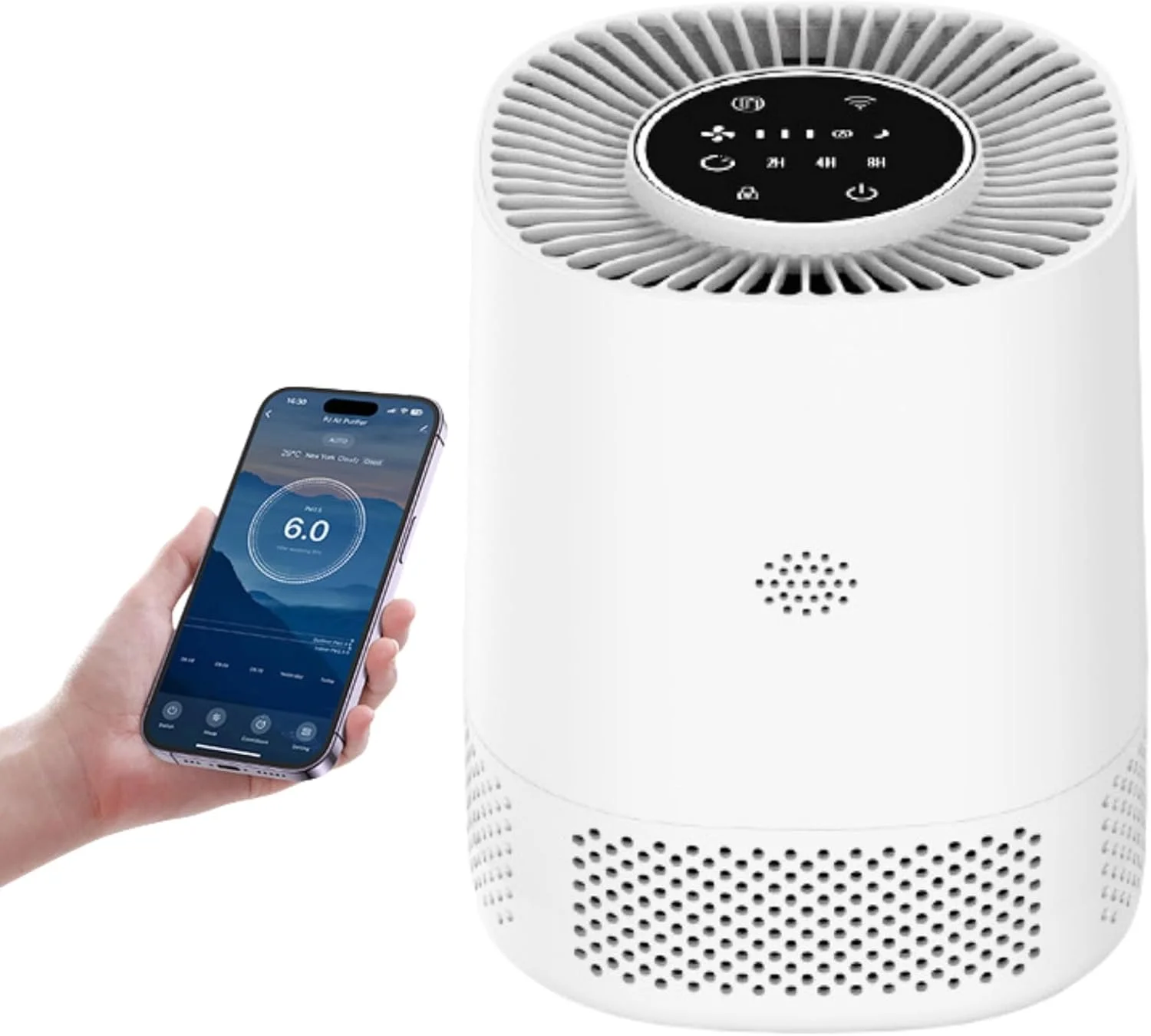 دستگاه تصفیه هوا Yehpoar برای خانه و محل کار با فیلتراسیون 3 مرحله ای، کنترل صوتی، مناسب اتاق خواب حیوانات خانگی، حذف دود، گرد و غبار، گرده و شوره، 3 سرعت، تایمر، حالت خواب (20db)