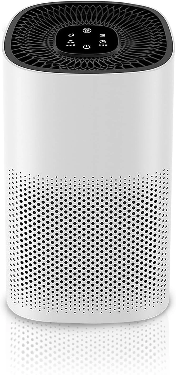 دستگاه تصفیه هوا Yakiter مناسب اتاق خواب منزل، دارای فیلتر هوا H13 HEPA، حذف 99.99% گرده، دود، آلرژی، شوره حیوانات خانگی، بو، گرد و غبار، پاک کننده فیلتر هوا با حالت تایمر برای اتاق خواب، اتاق نشیمن، آشپزخانه