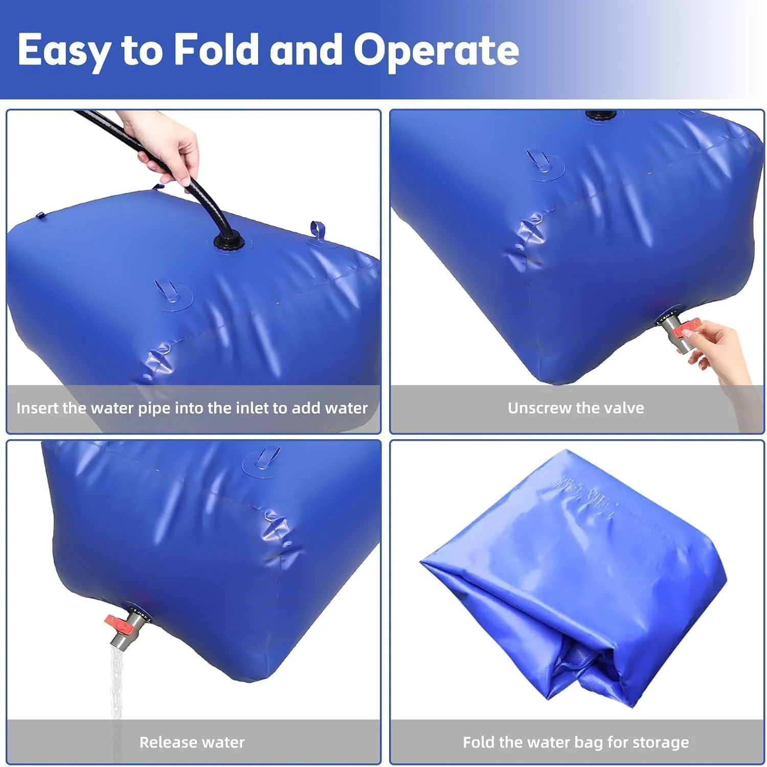 مخزن آب تاشو السافان با ظرفیت بالا 400 لیتر، مناسب برای کمپینگ، باغ، مقاومت در برابر خشکسالی، کیسه آب نرم تاشو اضطراری برای آبیاری کشاورزی در فضای باز مخزن آب تاشو السافان با ظرفیت بالا 400 لیتر، مناسب برای کمپینگ، باغ، مقاومت در برابر خشکسالی، کیسه آب نرم تاشو اضطراری برای آبیاری کشاورزی در فضای باز