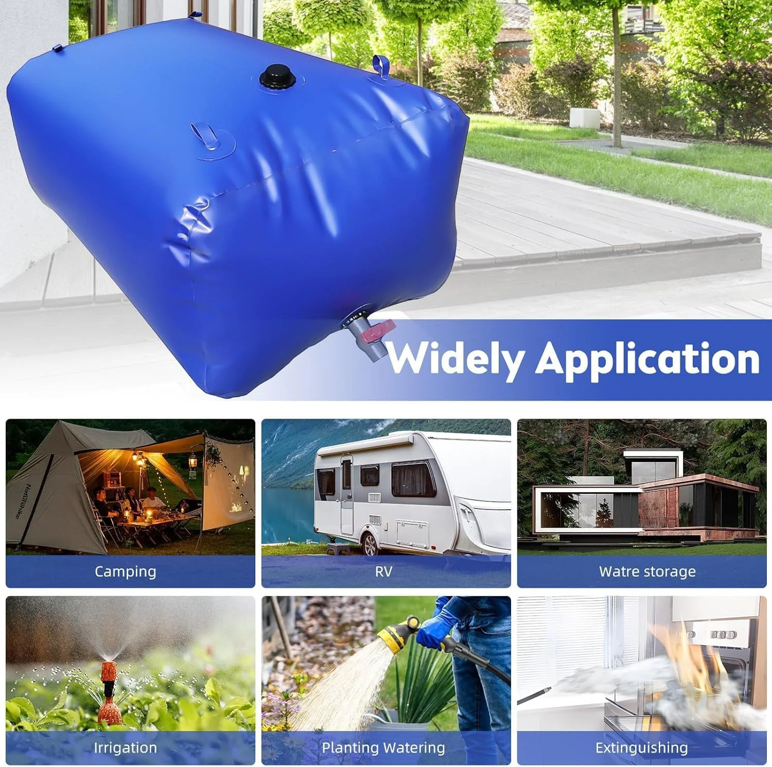 مخزن آب تاشو السافان با ظرفیت بالا 400 لیتر، مناسب برای کمپینگ، باغ، مقاومت در برابر خشکسالی، کیسه آب نرم تاشو اضطراری برای آبیاری کشاورزی در فضای باز مخزن آب تاشو السافان با ظرفیت بالا 400 لیتر، مناسب برای کمپینگ، باغ، مقاومت در برابر خشکسالی، کیسه آب نرم تاشو اضطراری برای آبیاری کشاورزی در فضای باز