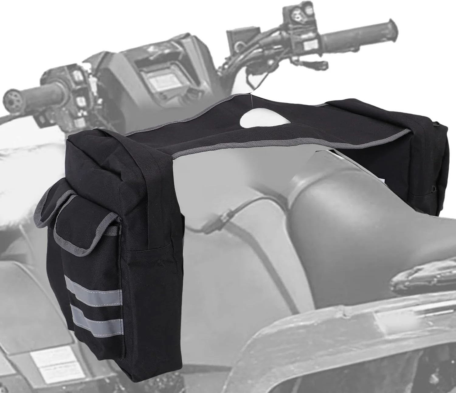 کیف باک ای تی وی Fabater، کیف های ضد آب روی باک، کیف زین چند محفظه ای با نوارهای بازتابنده، کیف نگهداری بار جهانی برای یو تی وی، اسنوموبیل، موتورسیکلت، ای تی وی، مشکی