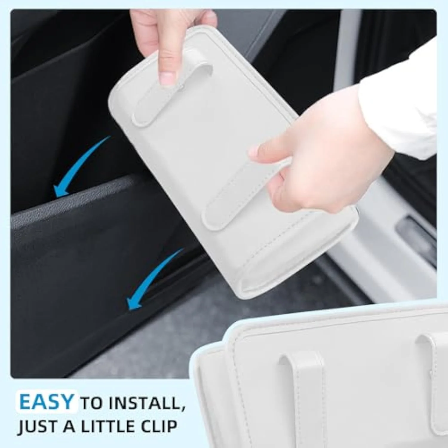 سطل زباله خودرو، سطل های زباله تاشو و ضد نشت، نگهدارنده نظم دهنده درب خودرو، سازمان دهنده و نگهداری خودکار برای لوازم جانبی صندلی جلو و عقب، سطل زباله خودرو با یک رول کیسه زباله، سفید