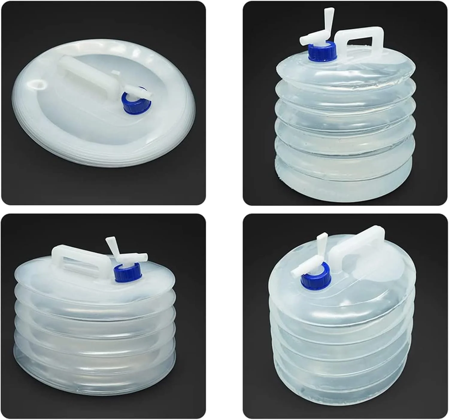 ظرف آب تاشو، 5 لیتر 10 لیتر 15 لیتر، حمل کننده آب تاشو قابل حمل با شیر، مخازن حمل کننده آب بدون BPA - ذخیره آب برای کمپینگ، پیاده روی، کوهنوردی، فضای باز، ماهیگیری، مسافرت (10 لیتر)