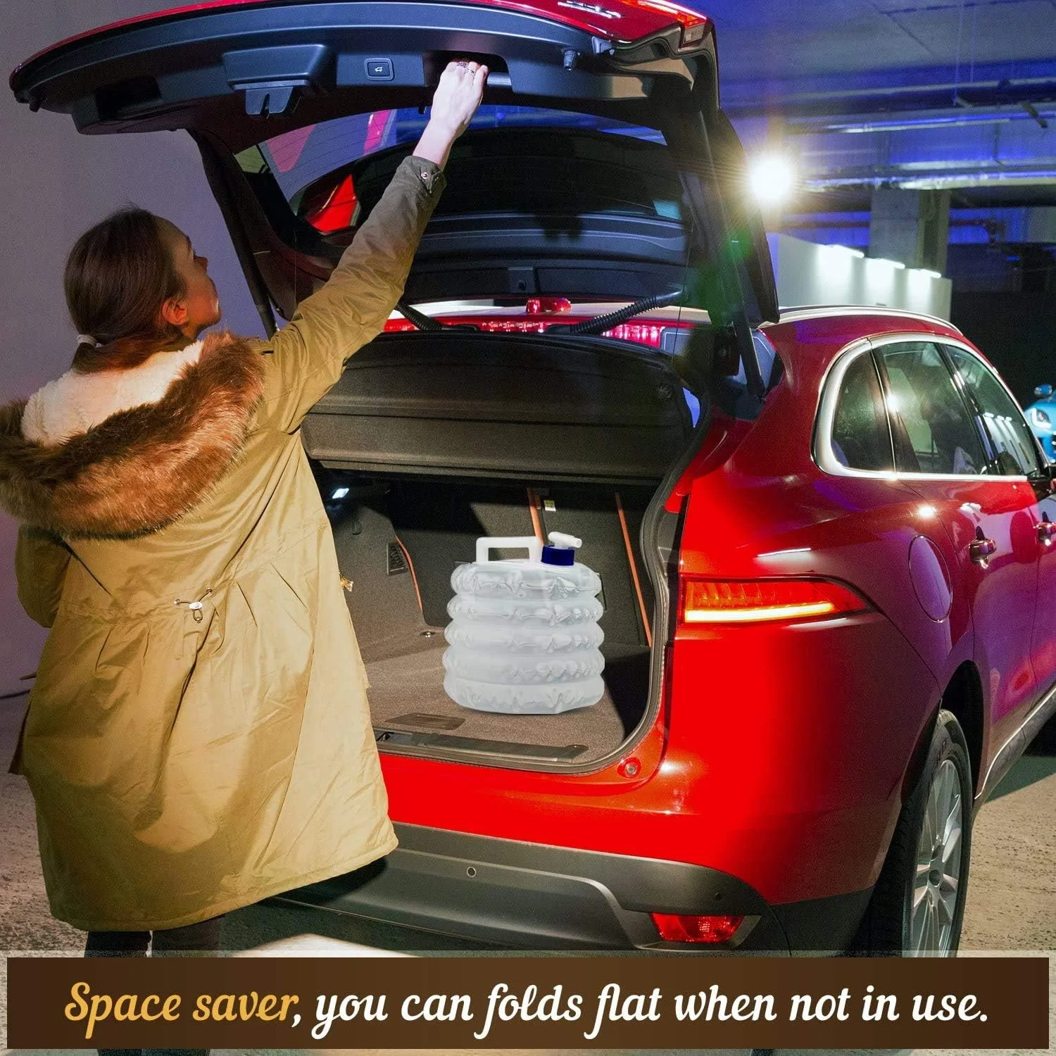 ظرف آب تاشو، 5 لیتر 10 لیتر 15 لیتر، حمل کننده آب تاشو قابل حمل با شیر، مخازن حمل کننده آب بدون BPA - ذخیره آب برای کمپینگ، پیاده روی، کوهنوردی، فضای باز، ماهیگیری، مسافرت (10 لیتر)