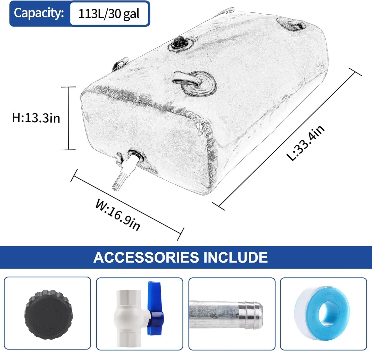 مخزن آب تاشو با ظرفیت بالا 113 لیتری، مناسب کمپینگ، باغ، آبیاری کشاورزی، مقاوم در برابر خشکی، استفاده اضطراری در فضای باز و کاروان مخزن آب تاشو با ظرفیت بالا 113 لیتری، مناسب کمپینگ، باغ، آبیاری کشاورزی، مقاوم در برابر خشکی، استفاده اضطراری در فضای باز و کاروان