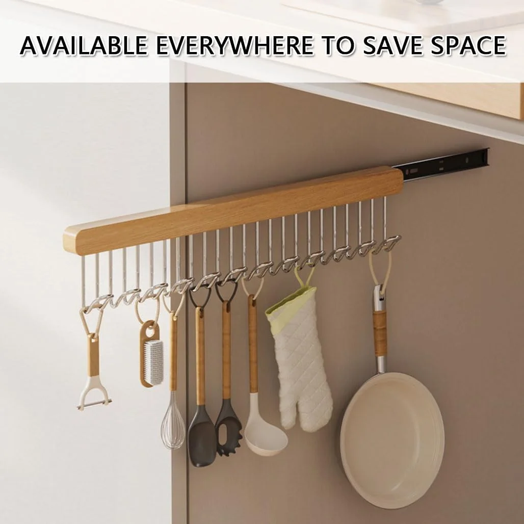 آویز لباس زیر ریلی Goodern برای کمد، ریل قلاب کشویی برای نگهداری کمربند، کراوات، تاپ رکابی و شال، سازمان دهنده صرفه جویی در فضا در کمد لباس، ریل 8 قلابه سمت چپ