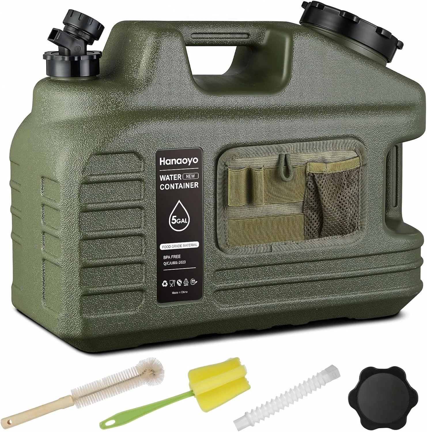 ظرف آب 5 گالنی هانایو با شیر، مخزن آب بدون BPA به همراه کیف ابزار، تانکر آب قابل حمل برای ذخیره آب اضطراری، مناسب برای پیاده‌روی، کمپینگ، پیک نیک و مصارف خانگی