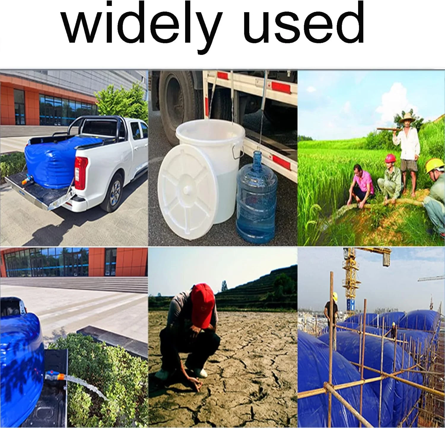 مخزن آب تاشو با ظرفیت بالا برای فضای باز، با شیر روشن/خاموش، کیسه آب نرم تاشو برای خشکسالی، مخزن ذخیره آب اضطراری قابل حمل WMEIE (رنگ: آبی، اندازه: 2X1.5X0.7m(2000L))