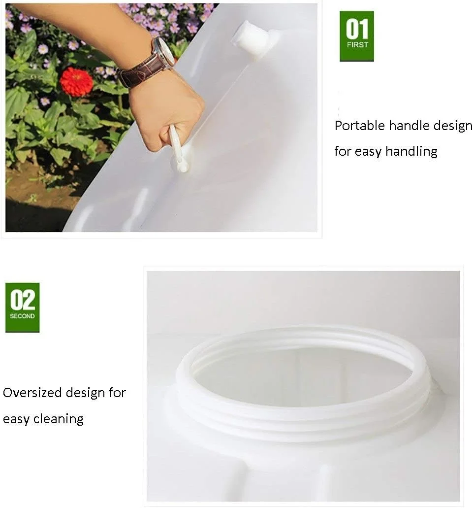 مخزن آب خانگی از جنس پلاستیک HDPE با گرید غذایی، مخزن ذخیره آب سفید رنگ، مخزن تخمیر مستطیلی، مخزن آب باران، سطل آنزیم با درب/شیر/دسته (اندازه: 80 لیتر)