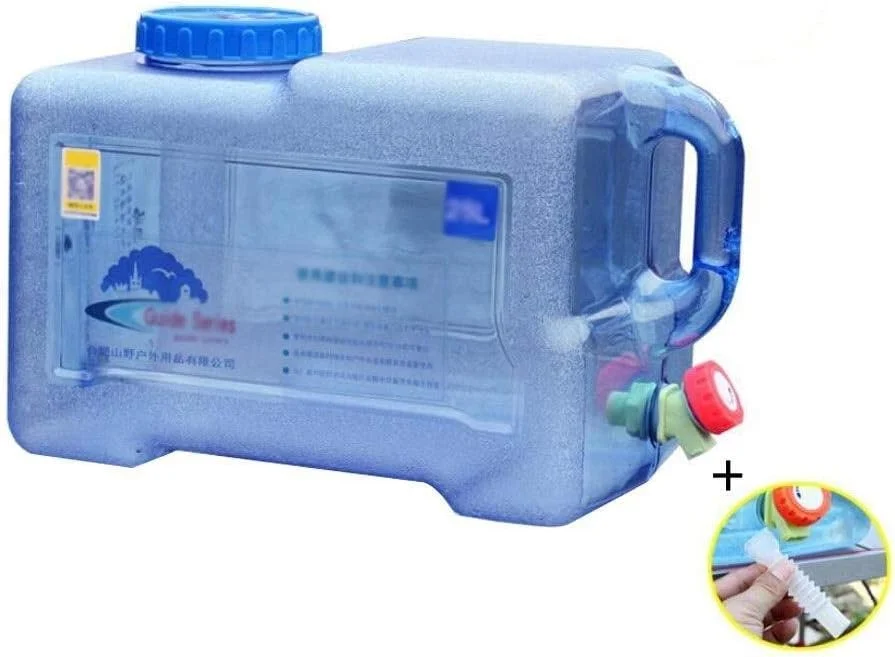 ظرف آب پلاستیکی قابل حمل با شیر، مخزن ذخیره آب برای خودرو، مناسب کمپینگ و گردش، سایز: 18 لیتر