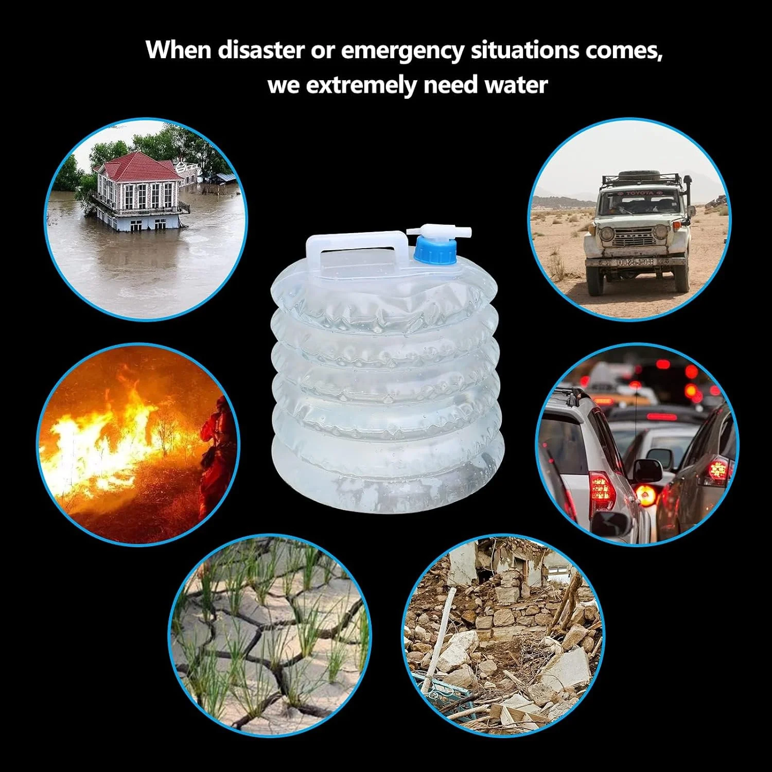 مخزن تاشو آب KASTWAVE، بسته 2 عددی 5 و 10 لیتری، ظروف آب کمپینگ بدون BPA با شیر برای پیاده روی، کوهنوردی، ماهیگیری، مسافرت و پیک نیک