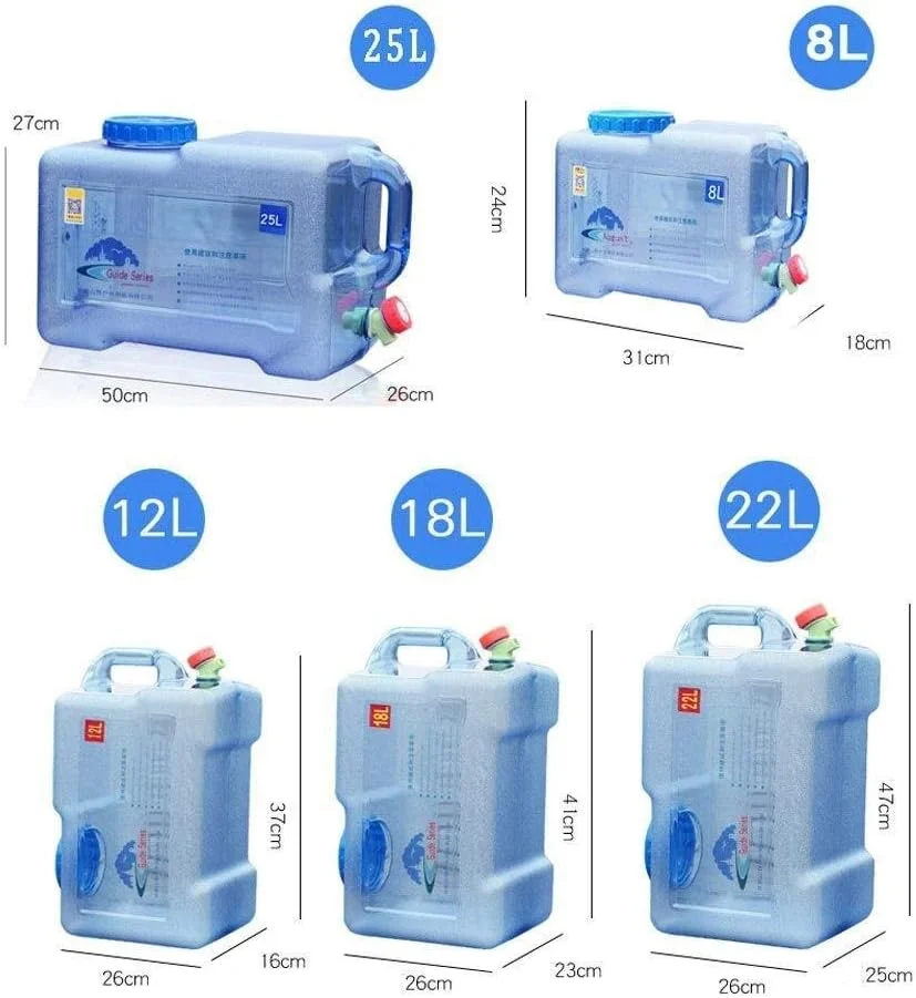 ظرف آب پلاستیکی قابل حمل با شیر، مخزن ذخیره آب برای خودرو، مناسب کمپینگ و گردش، سایز: 18 لیتر ظرف آب پلاستیکی قابل حمل با شیر، مخزن ذخیره آب برای خودرو، مناسب کمپینگ و گردش، سایز: 18 لیتر
