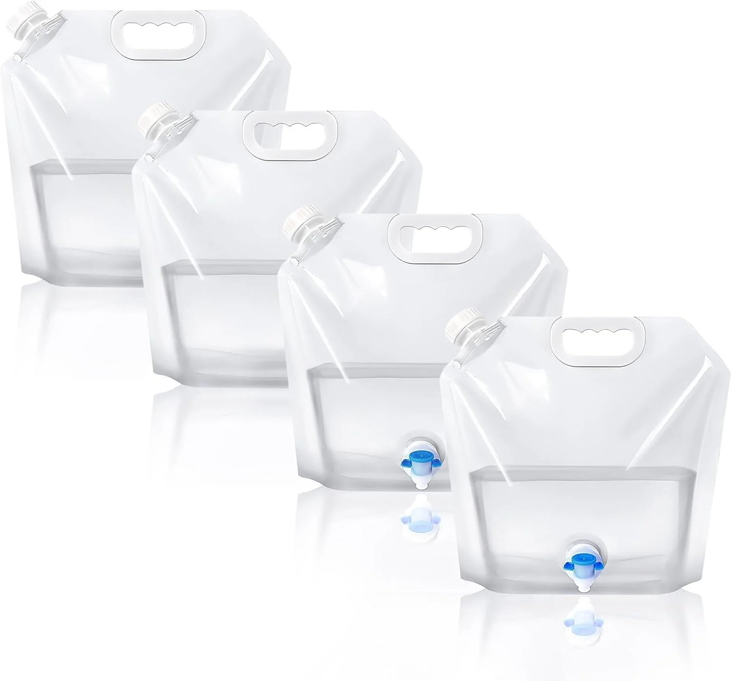 مجموعه ۴ عددی مخزن آب تاشو MAKINGTEC، کیسه آب قابل حمل با شیر، تانکر آب پلاستیکی تاشو، بدون نشتی، ذخیره آب اضطراری برای مسافرت و پیاده روی (۱۰ لیتر)