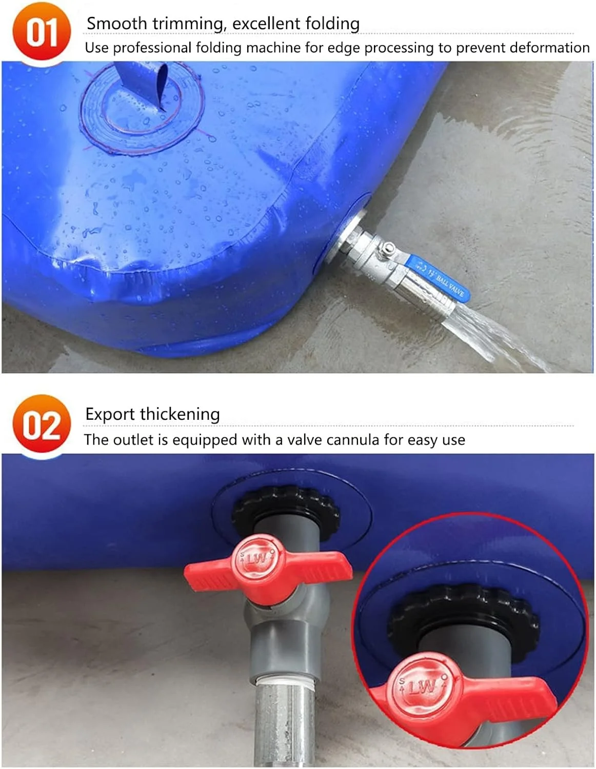 مخزن آب تاشو با ظرفیت بالا LFFH، مخزن ذخیره آب انعطاف پذیر با شیر روشن/خاموش، مخازن تاشو ذخیره آب با ظرفیت بزرگ (600 لیتر) WMEIE