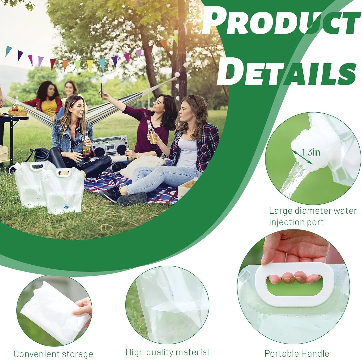 مجموعه ۴ عددی مخزن آب تاشو MAKINGTEC، کیسه آب قابل حمل با شیر، تانکر آب پلاستیکی تاشو، بدون نشتی، ذخیره آب اضطراری برای مسافرت و پیاده روی (۱۰ لیتر)