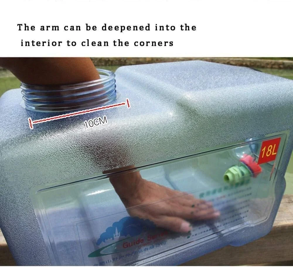 ظرف آب پلاستیکی قابل حمل با شیر، مخزن ذخیره آب برای خودرو، مناسب کمپینگ و گردش، سایز: 18 لیتر ظرف آب پلاستیکی قابل حمل با شیر، مخزن ذخیره آب برای خودرو، مناسب کمپینگ و گردش، سایز: 18 لیتر