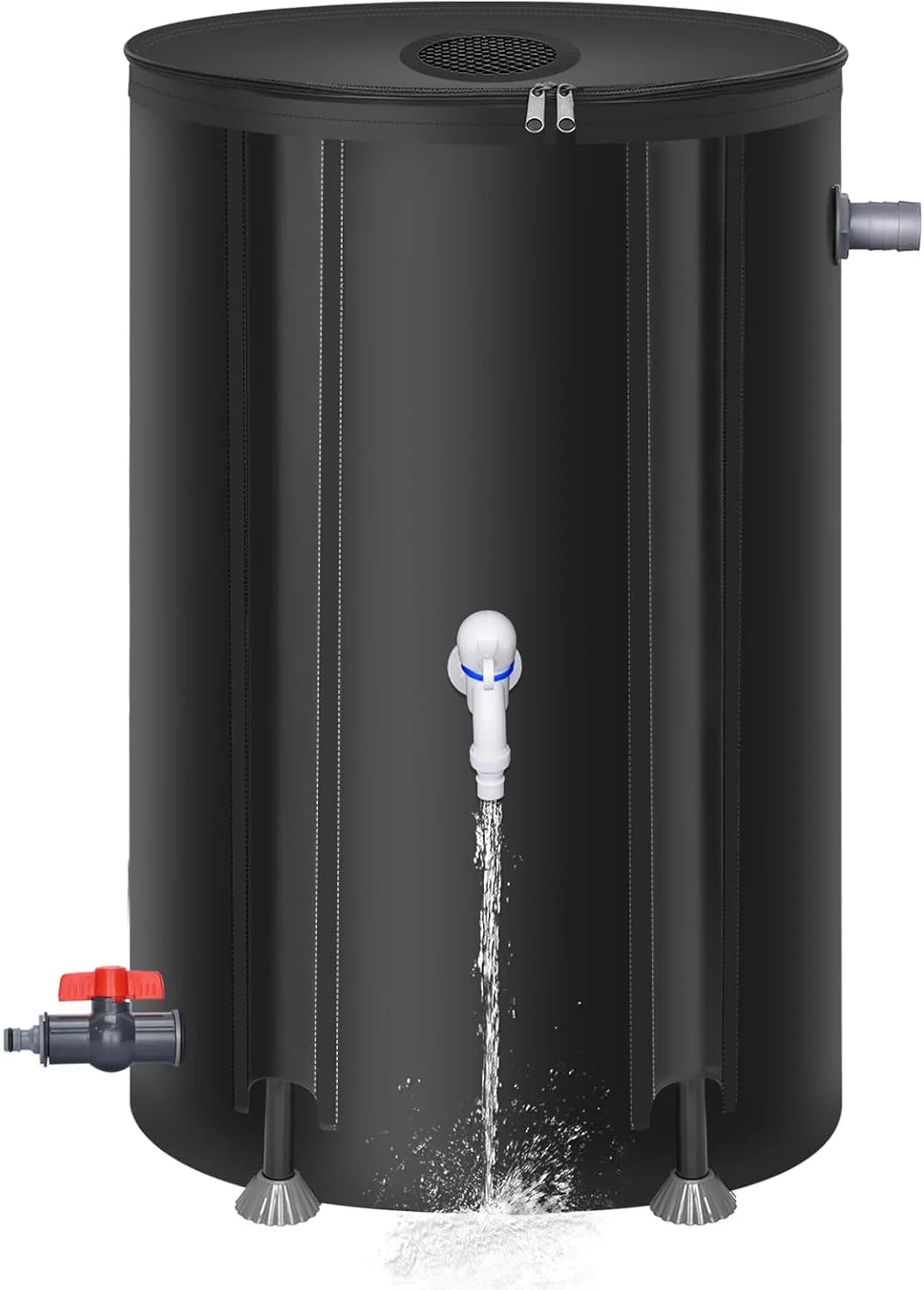 مخزن تاشو جمع آوری آب باران Meff-Mluk با ظرفیت ۱۰۰ لیتر، مخزن قابل حمل برای جمع آوری آب باران از ناودان، سیستم جمع آوری آب باران، مخزن ذخیره آب با فیلتر و شیر تخلیه و کیت سرریز