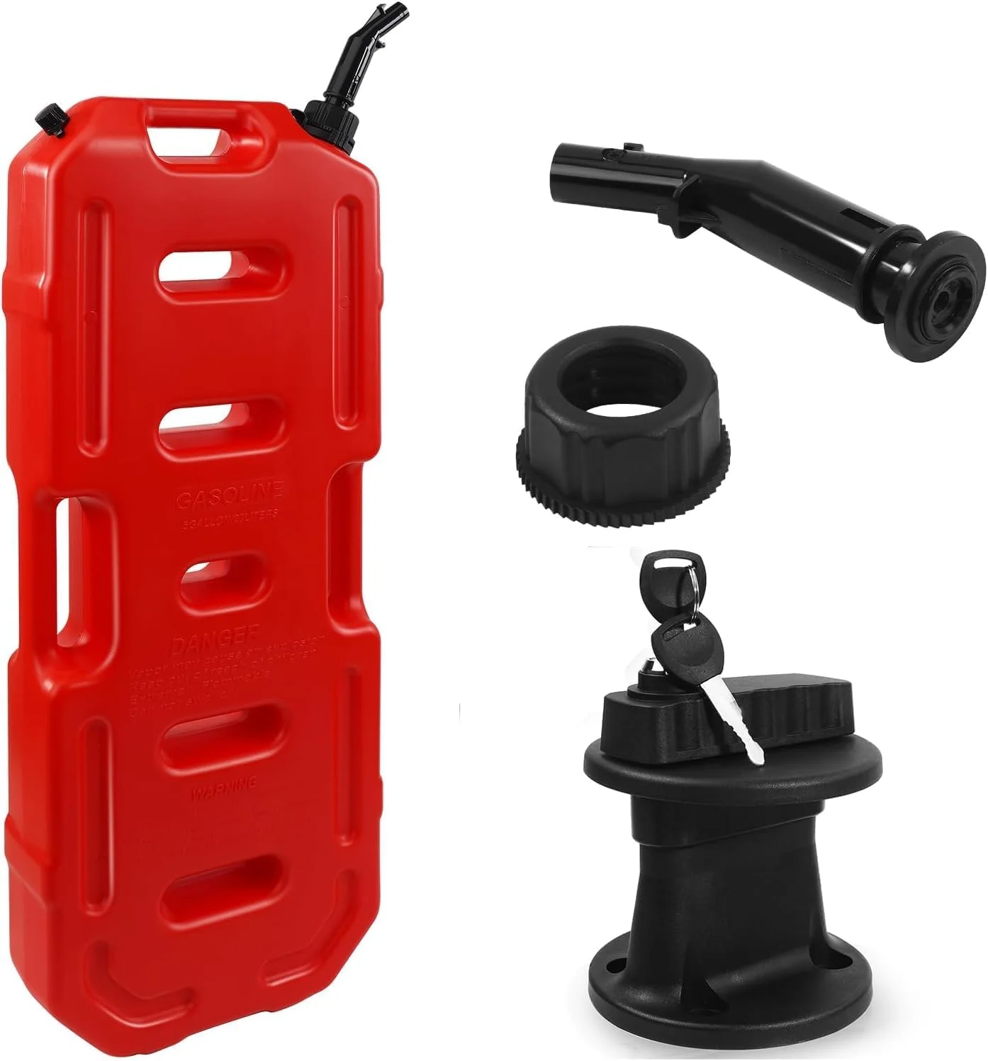 مخزن برای آب/بنزین/گازوئیل به همراه براکت نصب - مخزن پشتیبان اضطراری برای خودرو، موتورسیکلت، UTV، SUV، ATV، وسایل نقلیه آفرود - 20 لیتر / 5.28 گالن - قرمز