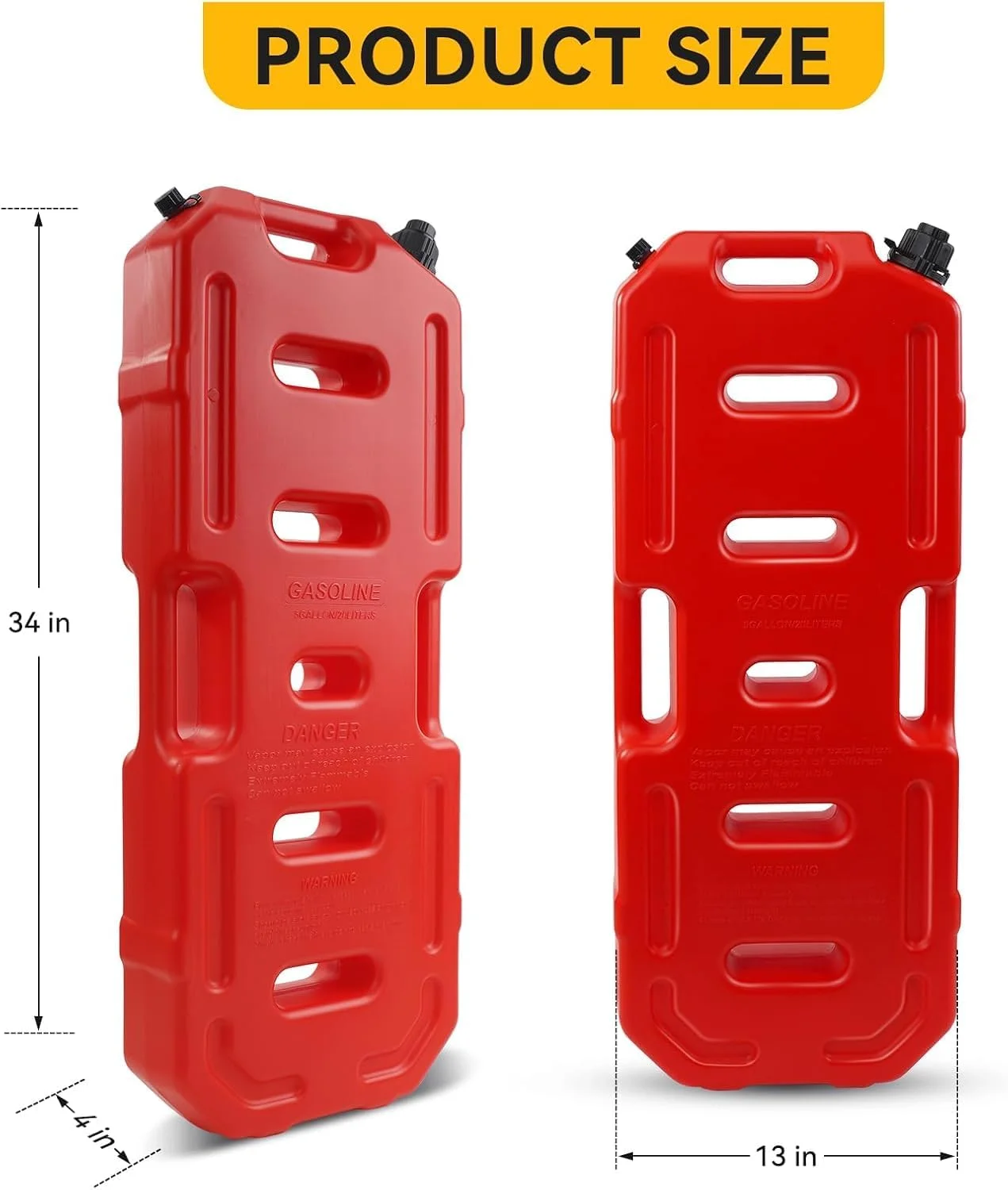 مخزن برای آب/بنزین/گازوئیل به همراه براکت نصب - مخزن پشتیبان اضطراری برای خودرو، موتورسیکلت، UTV، SUV، ATV، وسایل نقلیه آفرود - 20 لیتر / 5.28 گالن - قرمز