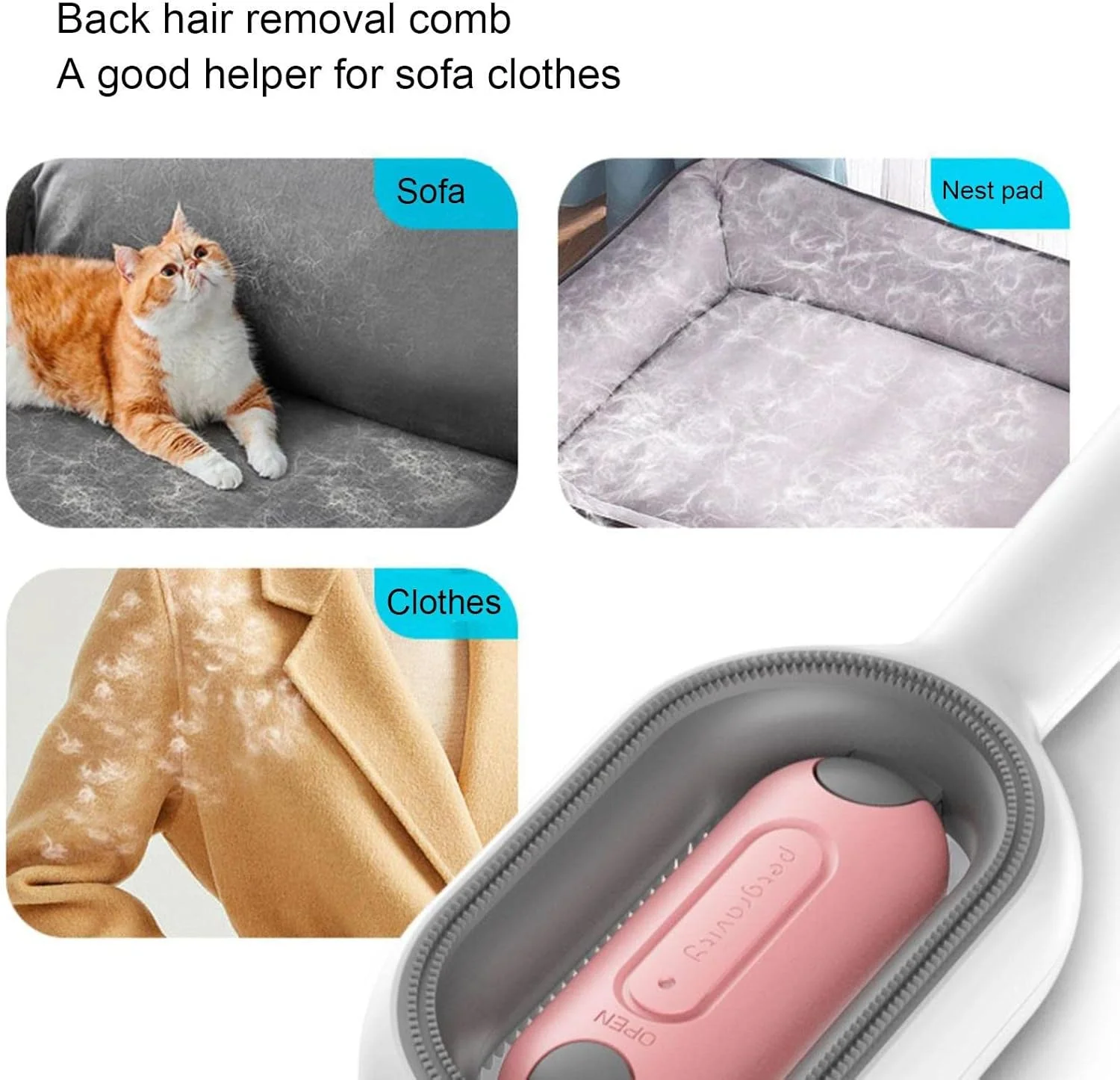 از بین برنده گره موی حیوانات خانگی، 4 در 1 - برس چند منظوره دو طرفه برای سگ ها با مخزن آب