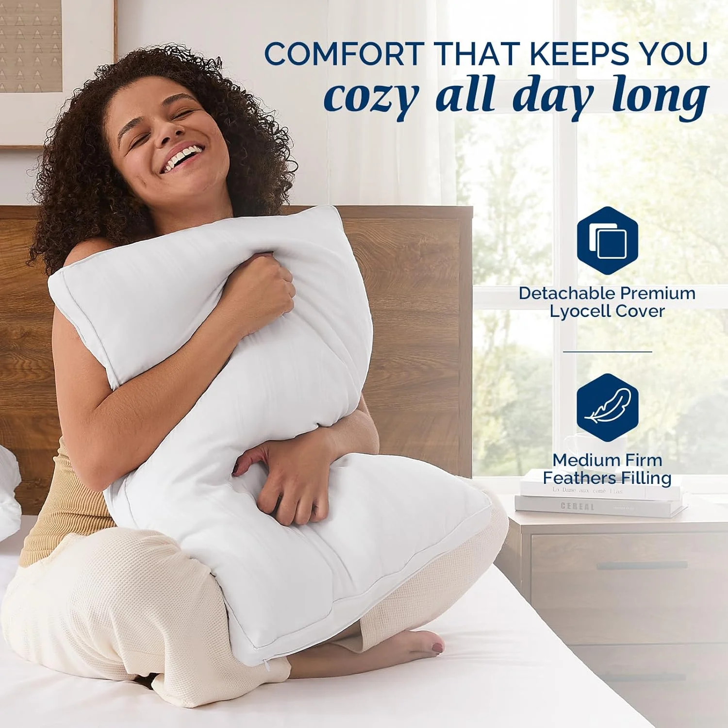 بالش پر غاز downluxe - بسته 2 عددی بالش پر هتل، مناسب برای خوابیدن به پشت، شکم یا پهلو، سایز کینگ (45x86x5 سانتی متر)