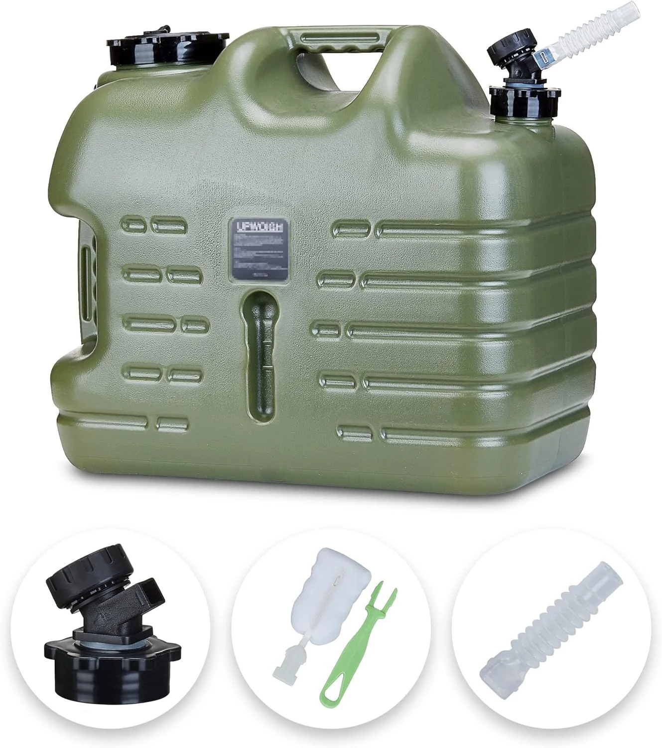 ظرف آب UPWOIGH، گالن بزرگ آب 25 لیتری، مخزن آب سبز ارتشی بدون نشتی، ظروف آب قابل حمل بدون BPA برای کمپینگ